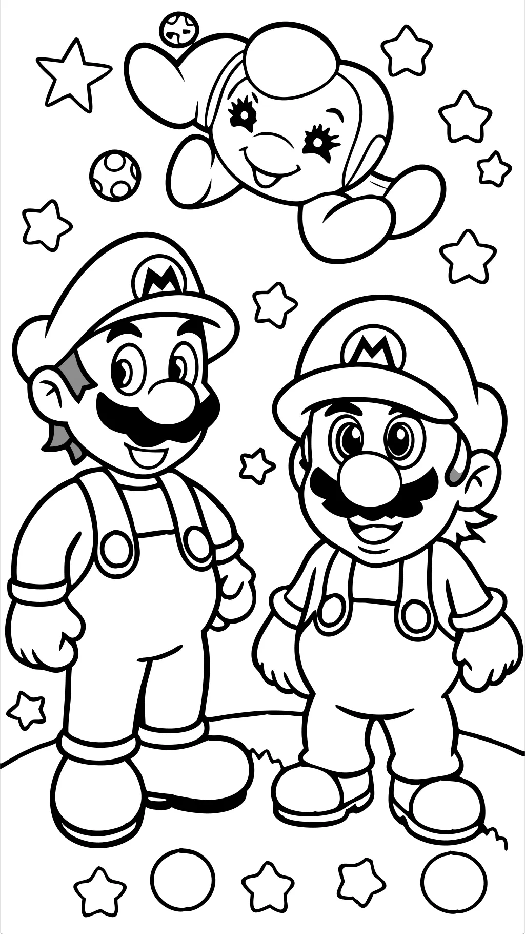 coloriages de Luigi et Mario